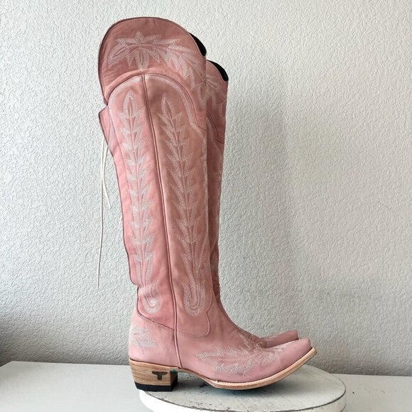 Lane LEXINGTON Over the Knee Womens Cowboy Boots 8.5 Pink Western Cowgirl Tall - Picture 2 of 16